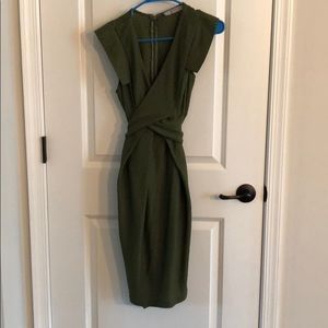 asos green crossover tie dress